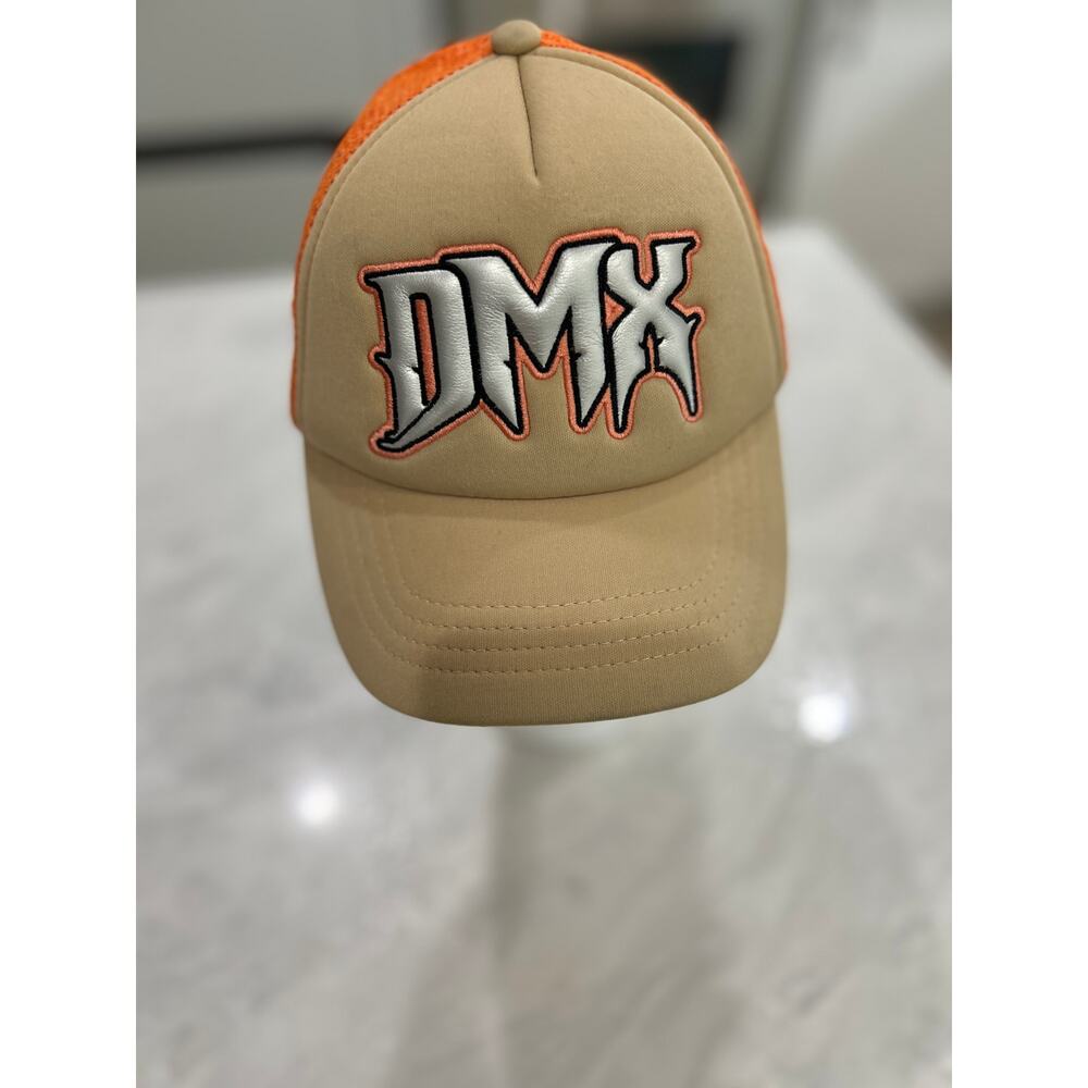 Mesh trucker hat DMX Orange and Beige Hat embroidered